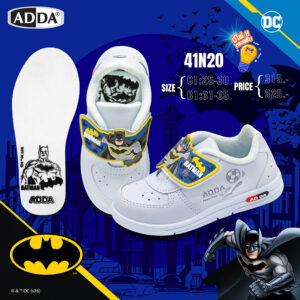 ADDA รองเท้านักเรียนสีขาว ลาย BATMAN ลิขสิทธิ์แท้  รุ่น 41N20C1B1 (ไซส์ 25-35)