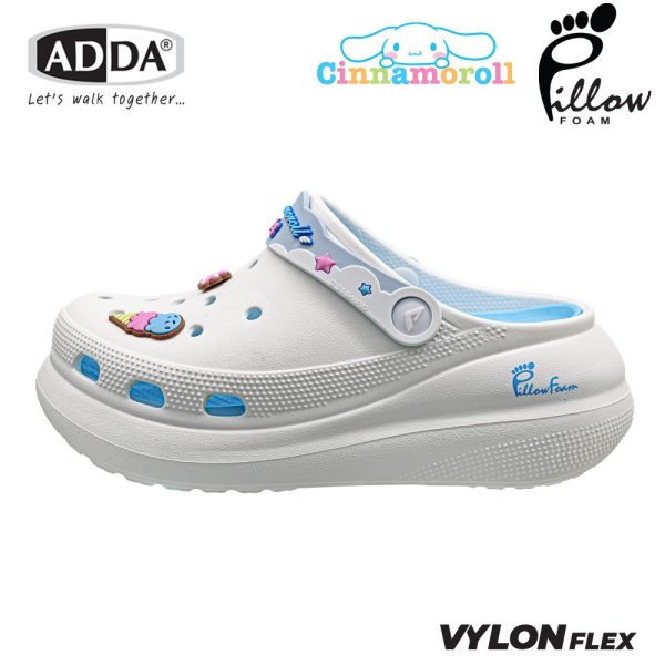 ADDA Pillow Foam รองเท้าแตะ รองเท้าลำลองหัวโต สำหรับผู้หญิง ลาย Cinnamoroll ลิขสิทธิ์แท้ รุ่น 5PF01B7 (ไซส์ 1-3)