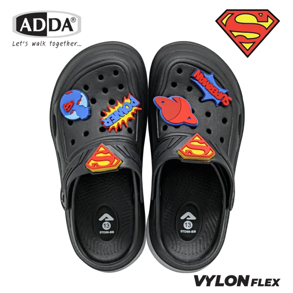 ADDA 2density รองเท้าแตะ รองเท้าลำลอง สำหรับเด็ก แบบสวมหัวโต Superman รุ่น 5TD88BB (ไซส์ 11-13,1-3)