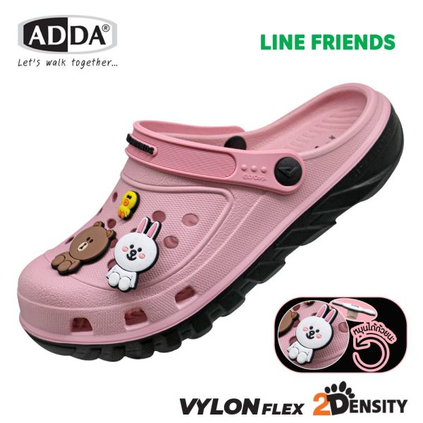 ADDA 2density รองเท้าแตะลำลอง แบบสวมหัวโต สำหรับผู้หญิง Line Friends รุ่น 5TD24WC (ไซส์ 4-6)