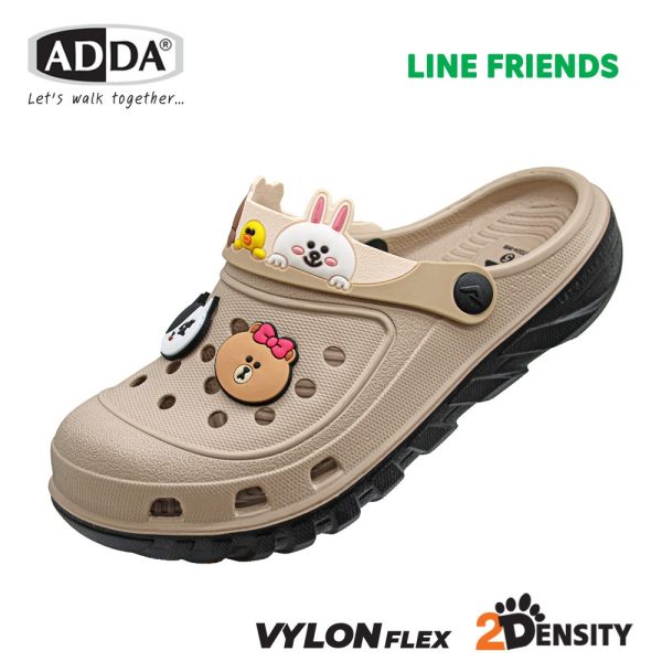 ADDA 2density รองเท้าแตะ รองเท้าลำลอง สำหรับผู้หญิง แบบสวมหัวโต Line Friends รุ่น 5TD24WB (ไซส์ 4-6)