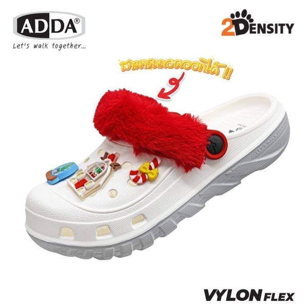 ADDA 2density รองเท้าแตะ รองเท้าลำลอง สำหรับผู้หญิง แบบสวมหัวโต Christmas รุ่น 5TD24WH (ไซส์ 4-7)
