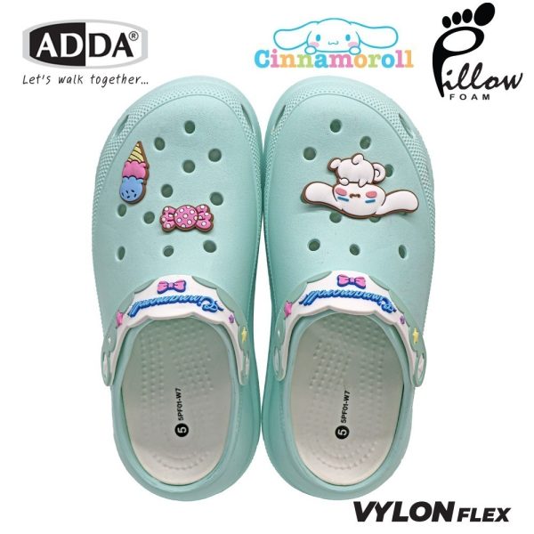ADDA Pillow Foam รองเท้าแตะ รองเท้าลำลองหัวโต สำหรับผู้หญิง ลาย Cinnamoroll ลิขสิทธิ์แท้ รุ่น 5PF01-W7 (ไซส์ 4 -7)