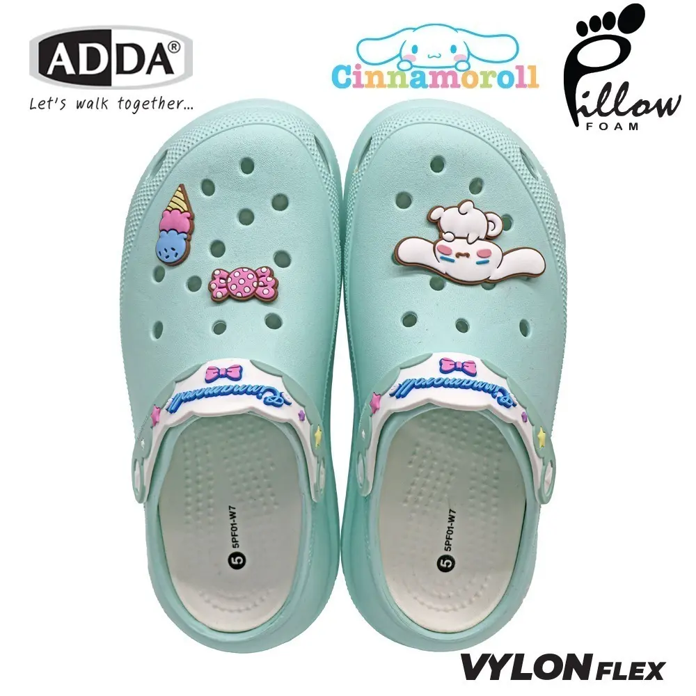 ADDA Pillow Foam รองเท้าแตะ รองเท้าลำลองหัวโต สำหรับผู้หญิง ลาย Cinnamoroll ลิขสิทธิ์แท้ รุ่น 5PF01-W7 (ไซส์ 4 -7) - Image 2