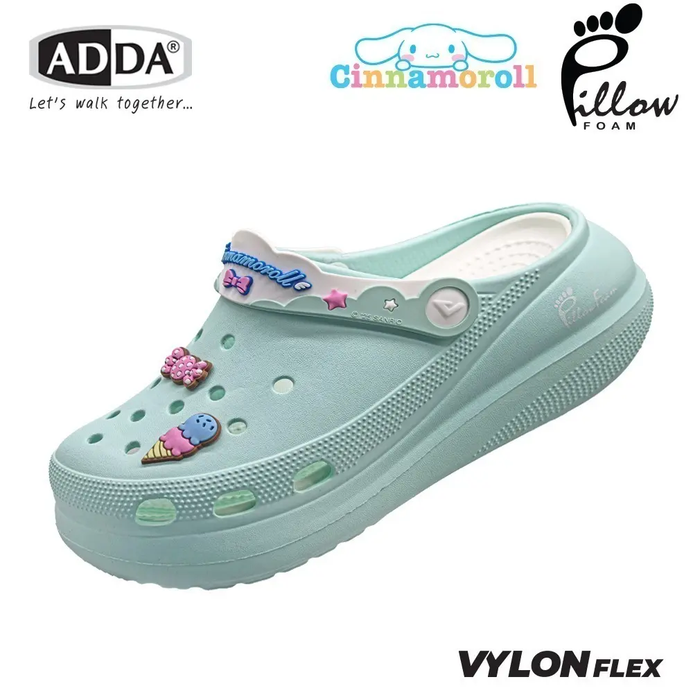 ADDA Pillow Foam รองเท้าแตะ รองเท้าลำลองหัวโต สำหรับผู้หญิง ลาย Cinnamoroll ลิขสิทธิ์แท้ รุ่น 5PF01-W7 (ไซส์ 4 -7) - Image 3