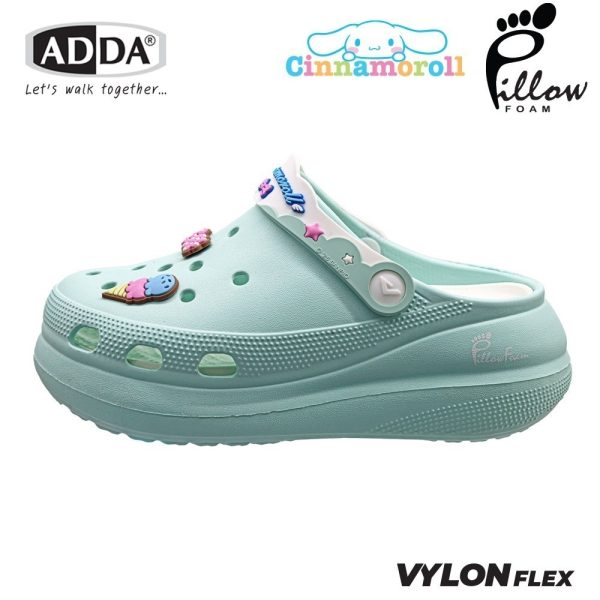 ADDA Pillow Foam รองเท้าแตะ รองเท้าลำลองหัวโต สำหรับผู้หญิง ลาย Cinnamoroll ลิขสิทธิ์แท้ รุ่น 5PF01-W7 (ไซส์ 4 -7)