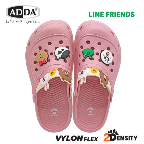 ADDA 2density รองเท้าแตะ รองเท้าลำลอง สำหรับผู้หญิง แบบสวมหัวโต Line Friends รุ่น 5TD24WB (ไซส์ 4-6)