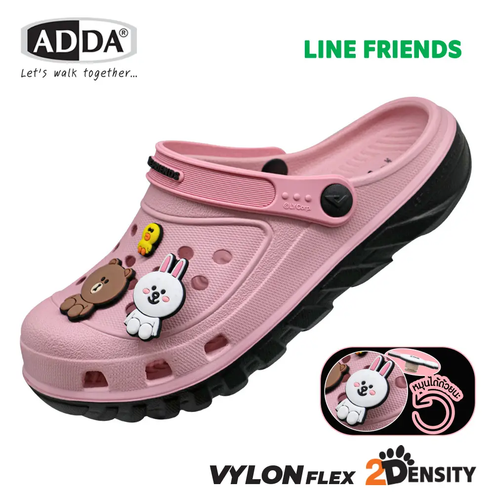ADDA 2density รองเท้าแตะลำลอง แบบสวมหัวโต สำหรับผู้หญิง Line Friends รุ่น 5TD24WC (ไซส์ 4-6) - Image 2