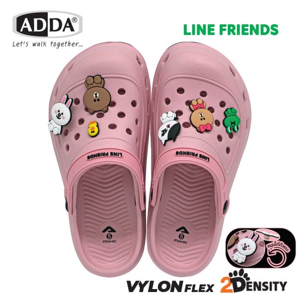 ADDA 2density รองเท้าแตะลำลอง แบบสวมหัวโต สำหรับผู้หญิง Line Friends รุ่น 5TD24WC (ไซส์ 4-6)