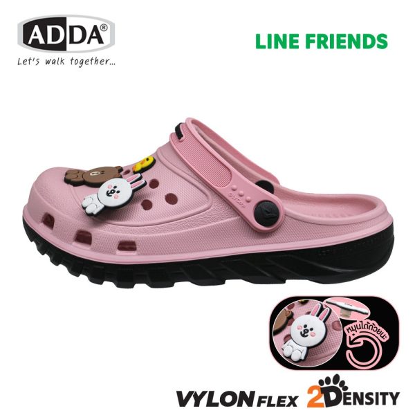 ADDA 2density รองเท้าแตะลำลอง แบบสวมหัวโต สำหรับผู้หญิง Line Friends รุ่น 5TD24WC (ไซส์ 4-6)