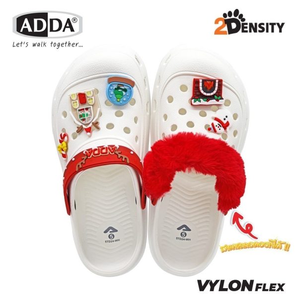 ADDA 2density รองเท้าแตะ รองเท้าลำลอง สำหรับผู้หญิง แบบสวมหัวโต Christmas รุ่น 5TD24WH (ไซส์ 4-7)