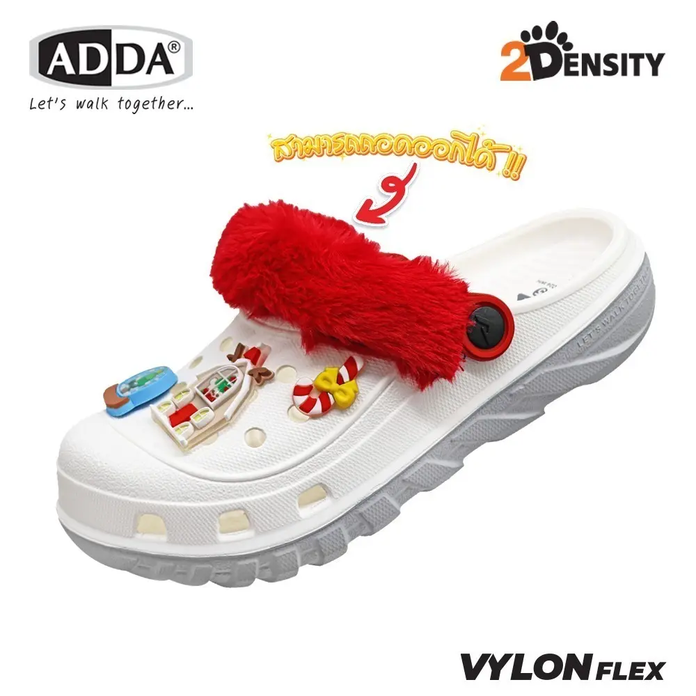 ADDA 2density รองเท้าแตะ รองเท้าลำลอง สำหรับผู้หญิง แบบสวมหัวโต Christmas รุ่น 5TD24WH (ไซส์ 4-7) - Image 4