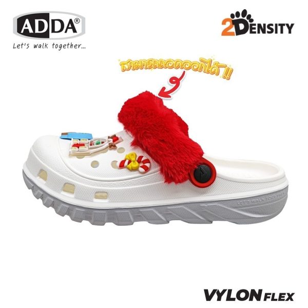 ADDA 2density รองเท้าแตะ รองเท้าลำลอง สำหรับผู้หญิง แบบสวมหัวโต Christmas รุ่น 5TD24WH (ไซส์ 4-7)