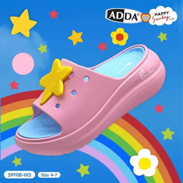 ADDA x HAPPY SUNDAY ลิขสิทธิ์แท้ Pillow Form รองเท้าแตะ รองเท้าลำลอง แบบสวม สำหรับผู้หญิง รุ่น 5PF08W3 (ไซส์ 4-7)