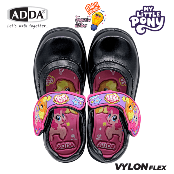 ADDA รองเท้านักเรียน มีไฟกระพริบ ลาย My Little Pony ลิขสิทธิ์แท้ รุ่น 41C26C1B1 (ไซส์ 25-33)